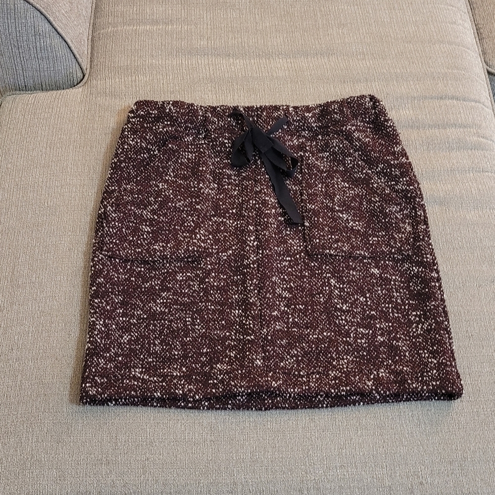 LOFT Dark Purple Black Casual Boho Skirt with Waist Tie and Pockets